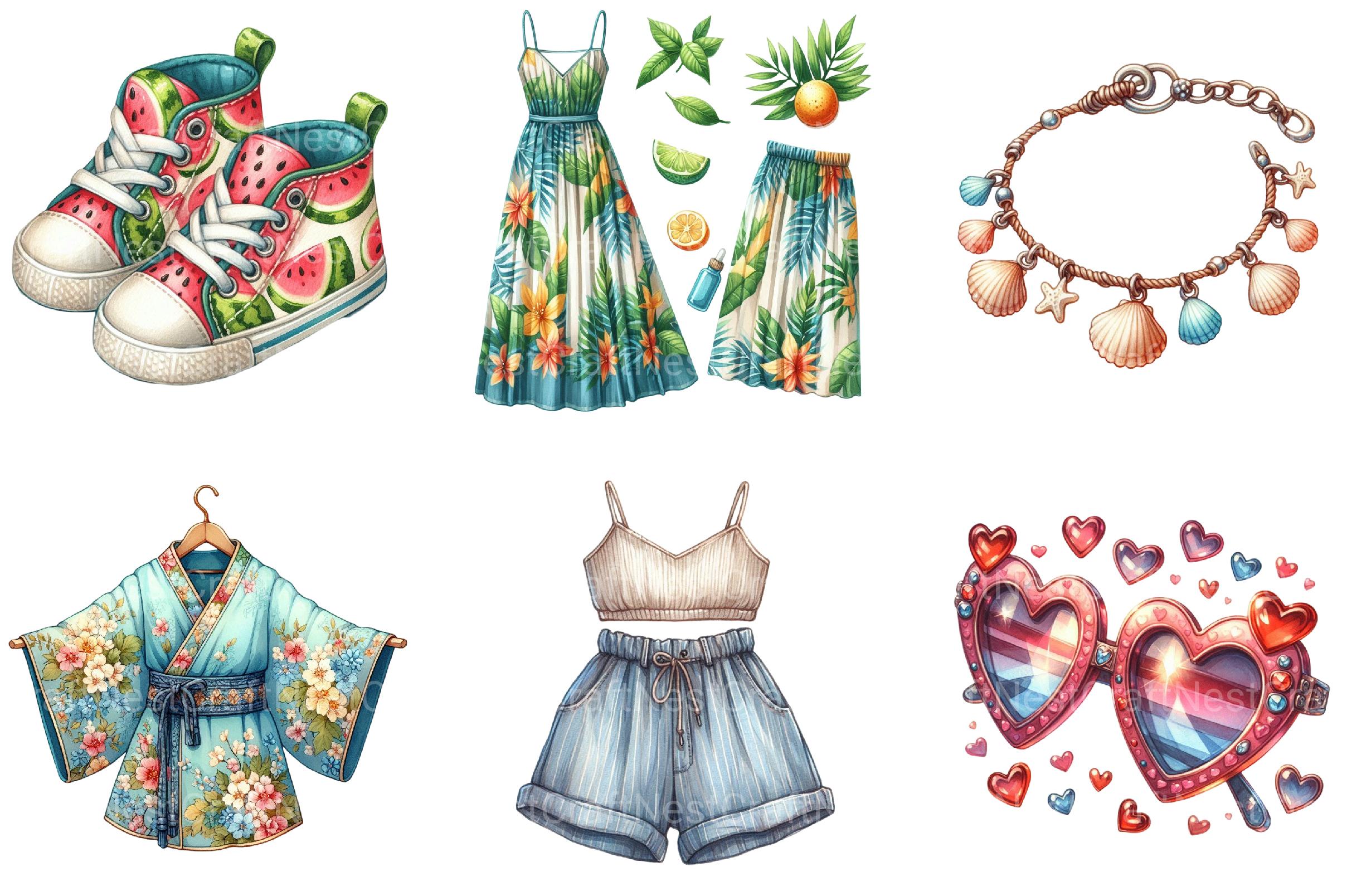 Summer Fashion Clipart - CraftNest - Digital Crafting and Art