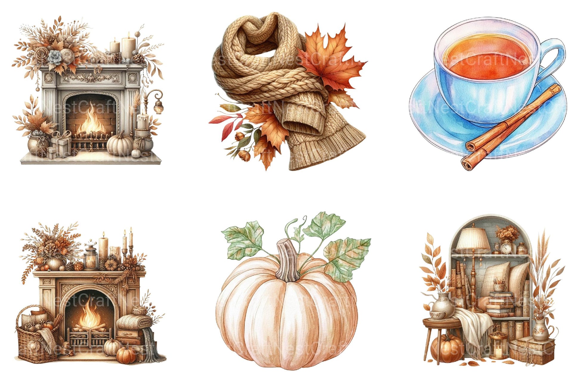 Cozy Beige Autumn Clipart - CraftNest - Digital Crafting and Art