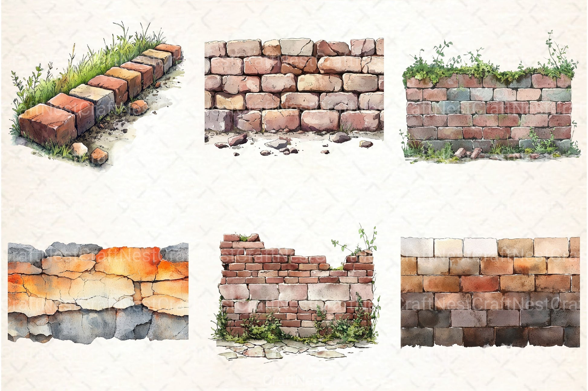 Brick Wall Clipart Bundle - CraftNest - Digital Crafting and Art