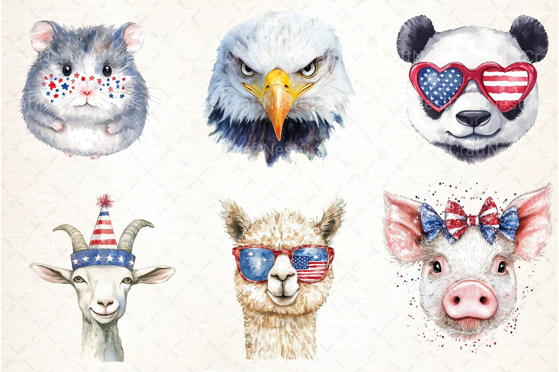 Animal 4th of July Clipart Bundle - CraftNest - Digital Crafting and Art