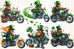 St. Patrick's Day Leprechaun Biker Clipart Bundle - CraftNest - Digital Crafting and Art