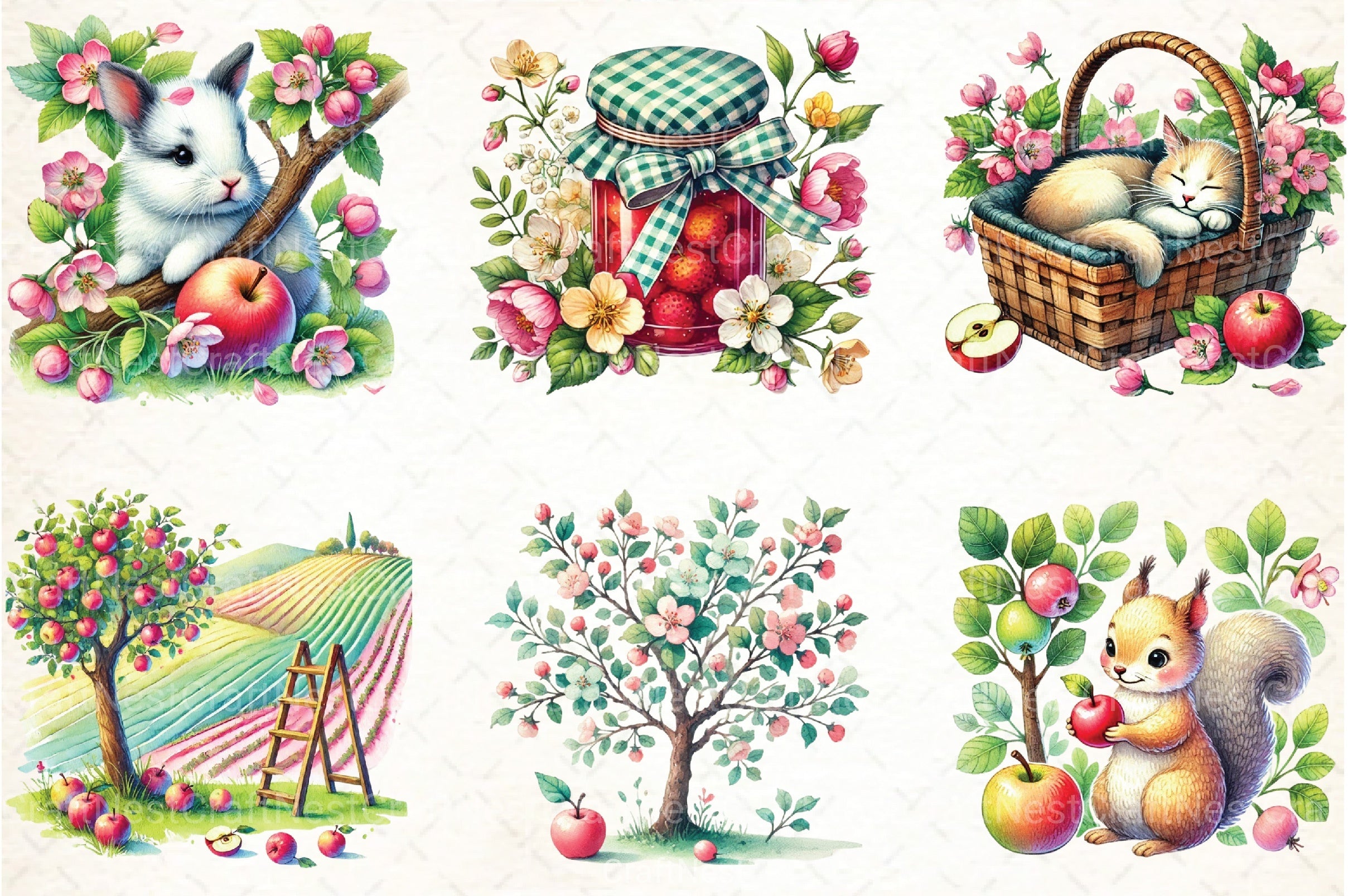 Spring Apple Harvest Clipart Bundle 45 - CraftNest - Digital Crafting and Art
