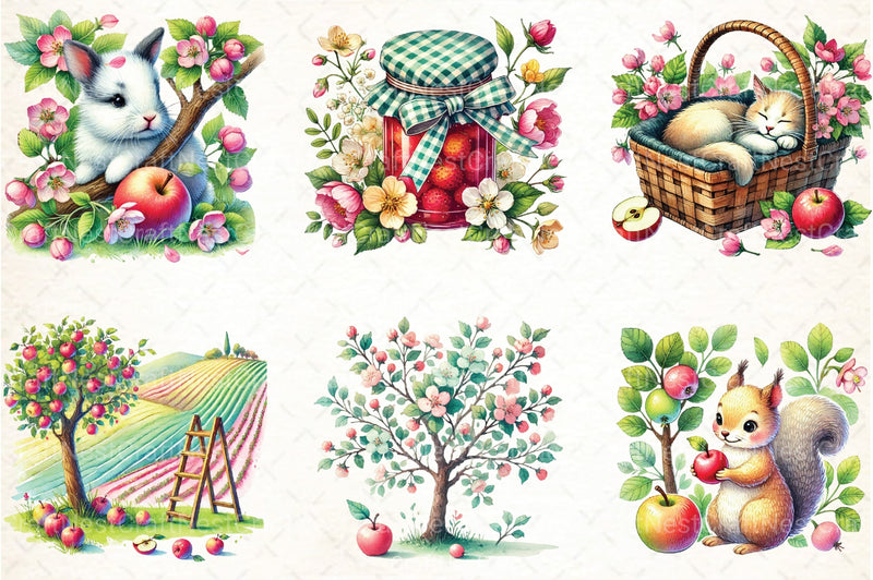 Spring Apple Harvest Clipart Bundle 45 - CraftNest - Digital Crafting and Art