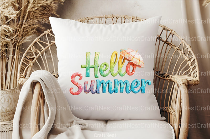 Watercolor Hello Summer Clipart Bundle 2 - CraftNest - Digital Crafting and Art