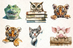 Quirky Animals Peeking Clipart Bundle - CraftNest - Digital Crafting and Art