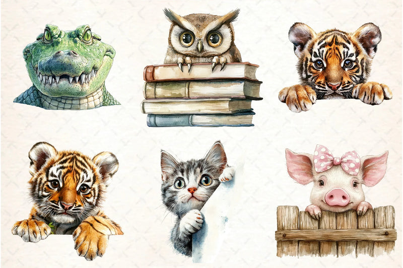Quirky Animals Peeking Clipart Bundle - CraftNest - Digital Crafting and Art