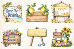 Summer Day Wooden Sign Clipart Bundle 1 - CraftNest - Digital Crafting and Art