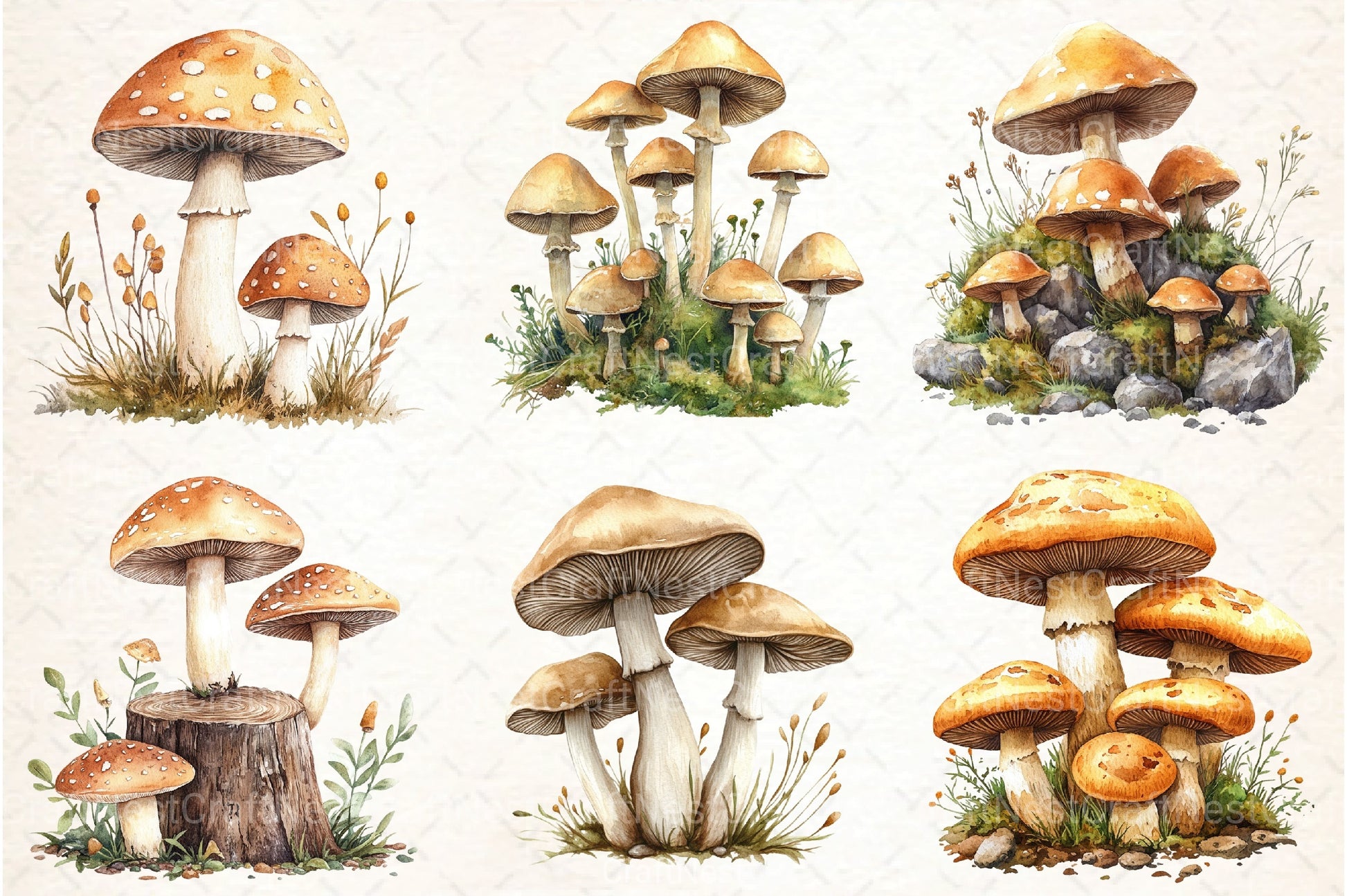 Mushroom Clipart Bundle 2 - CraftNest - Digital Crafting and Art
