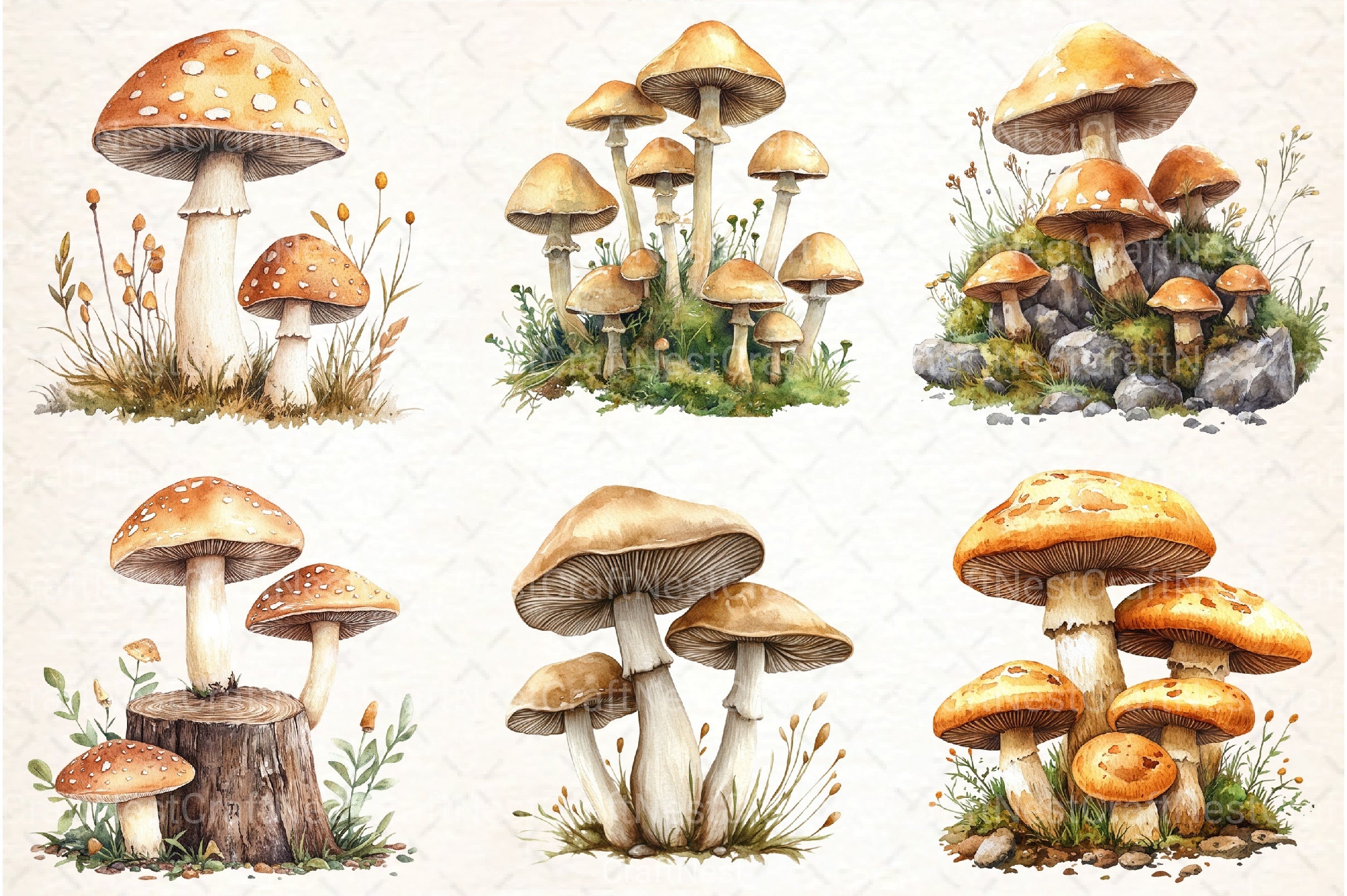 Mushroom Clipart Bundle 2 - CraftNest - Digital Crafting and Art