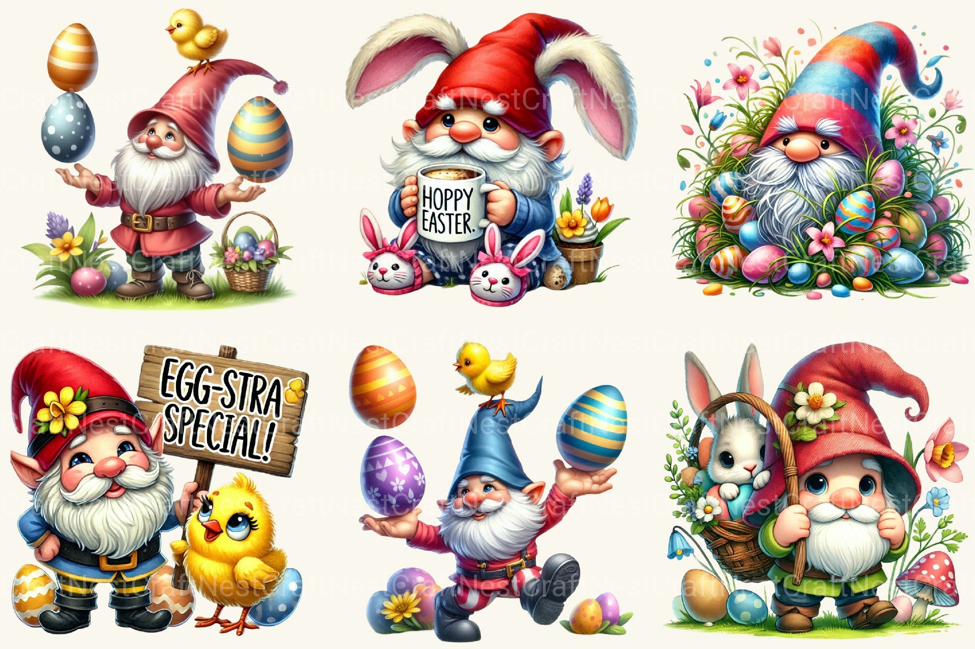 Easter Gnome Clipart Bundle 7 - CraftNest - Digital Crafting and Art