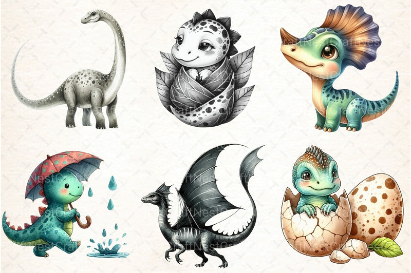 Dinosaur Black and White Clipart Bundle - CraftNest - Digital Crafting and Art