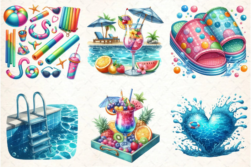 Summer Pool Party Clipart Bundle - CraftNest - Digital Crafting and Art