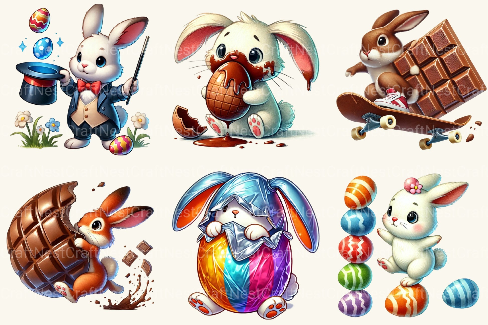 Funny Easter Bunny Clipart Bundle 2 - CraftNest - Digital Crafting and Art