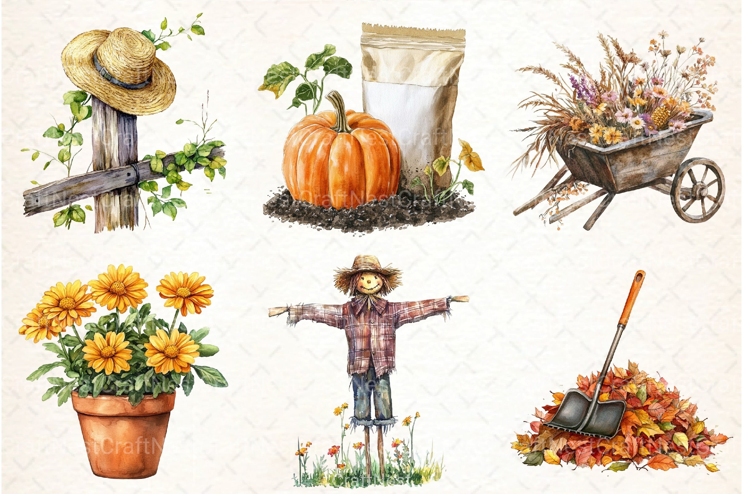 Autumn Garden Clipart Bundle - CraftNest - Digital Crafting and Art