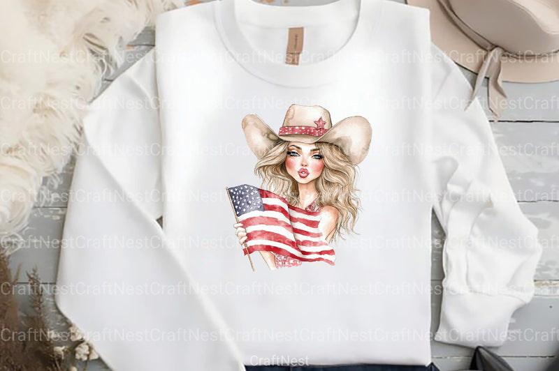 Coquette Cowgirl 4th of July Clipart Bundle 99 - CraftNest - Digital Crafting and Art