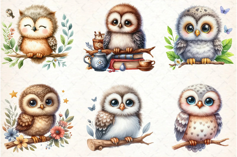 Baby Owl Clipart Bundle - CraftNest - Digital Crafting and Art