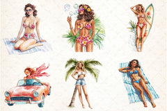 Summer Pin Up Girl Clipart Bundle - CraftNest - Digital Crafting and Art