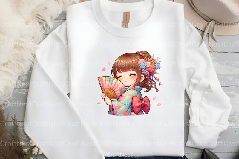 Japanese Summer Girls Clipart Bundle - CraftNest - Digital Crafting and Art