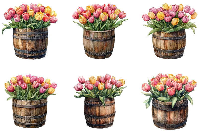 Spring Floral Barrel Clipart Bundle - CraftNest - Digital Crafting and Art