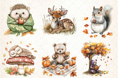 Autumn Cute Animals Clipart Bundle 55 - CraftNest - Digital Crafting and Art