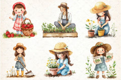 Cute Girl Gardener Clipart Bundle - CraftNest - Digital Crafting and Art