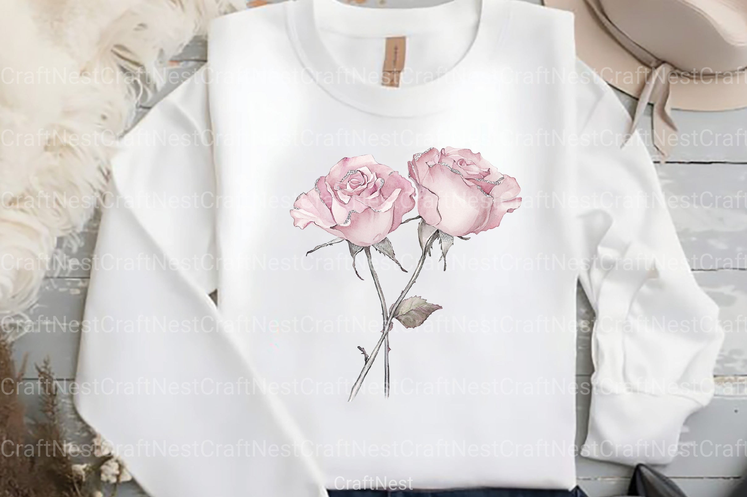 Blush and Silver Glam Roses Clipart Bundle 4 - CraftNest - Digital Crafting and Art