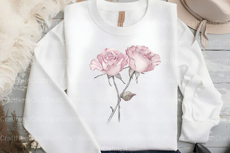 Blush and Silver Glam Roses Clipart Bundle 4 - CraftNest - Digital Crafting and Art