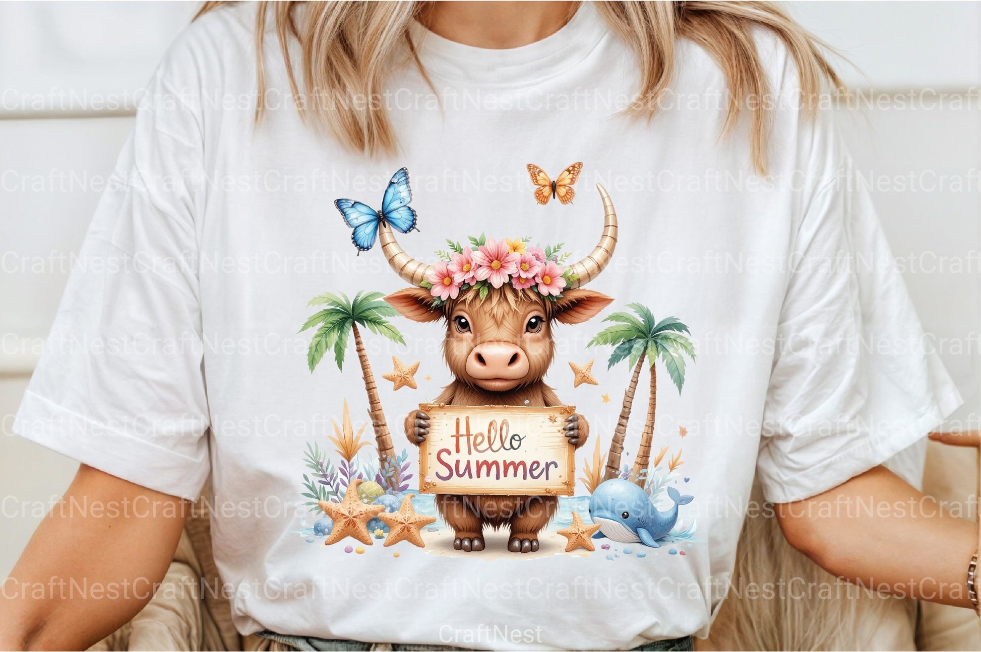 Summer Highland Cow Clipart Bundle 11 - CraftNest - Digital Crafting and Art