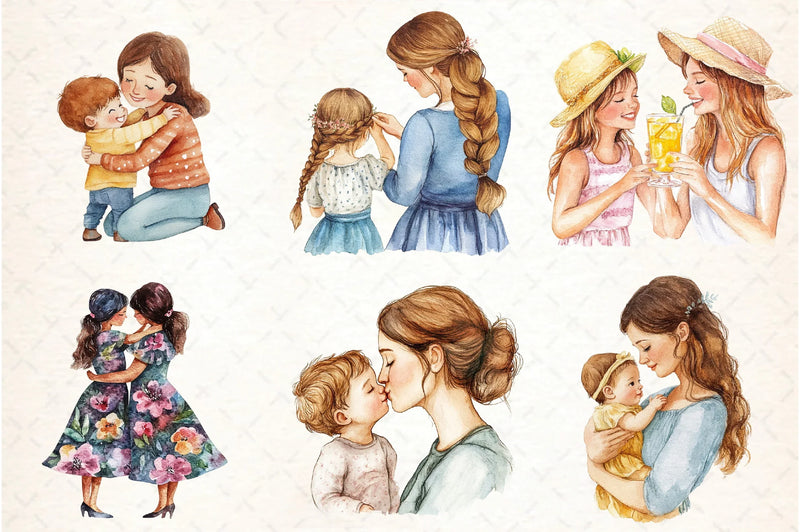 Mommy and Child Clipart Bundle - CraftNest - Digital Crafting and Art