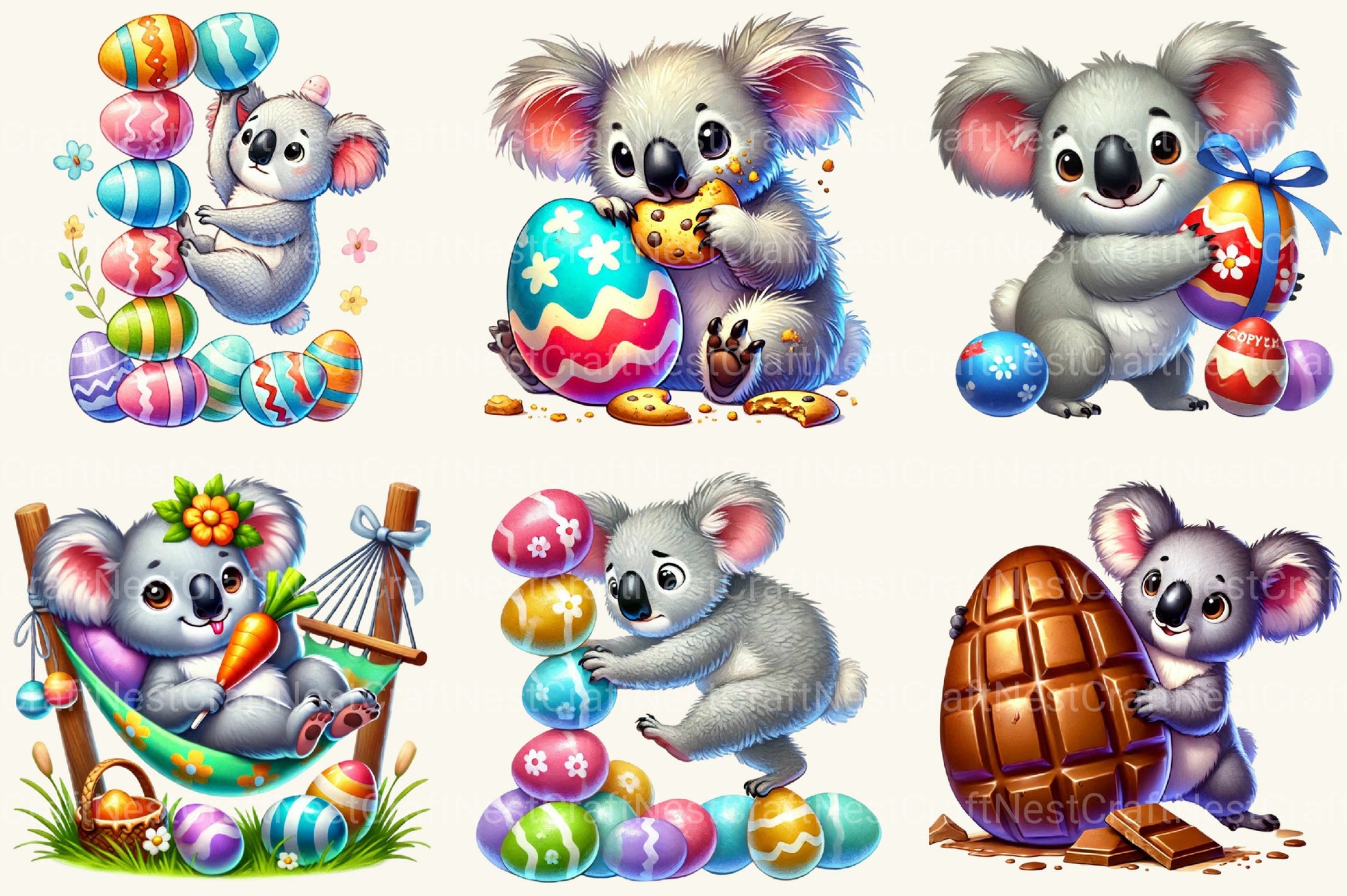 Funny Easter Koala Clipart Bundle - CraftNest - Digital Crafting and Art