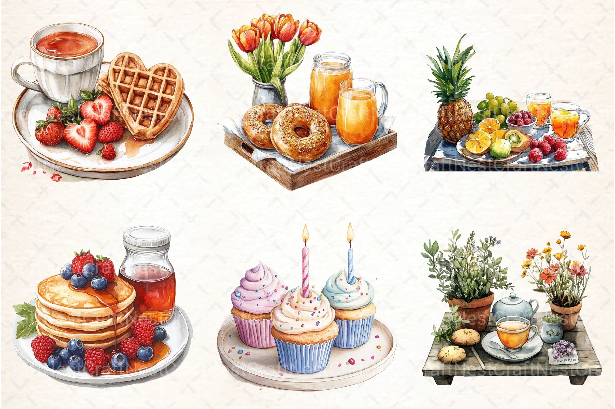 Breakfast Tray Clipart Bundle - CraftNest - Digital Crafting and Art