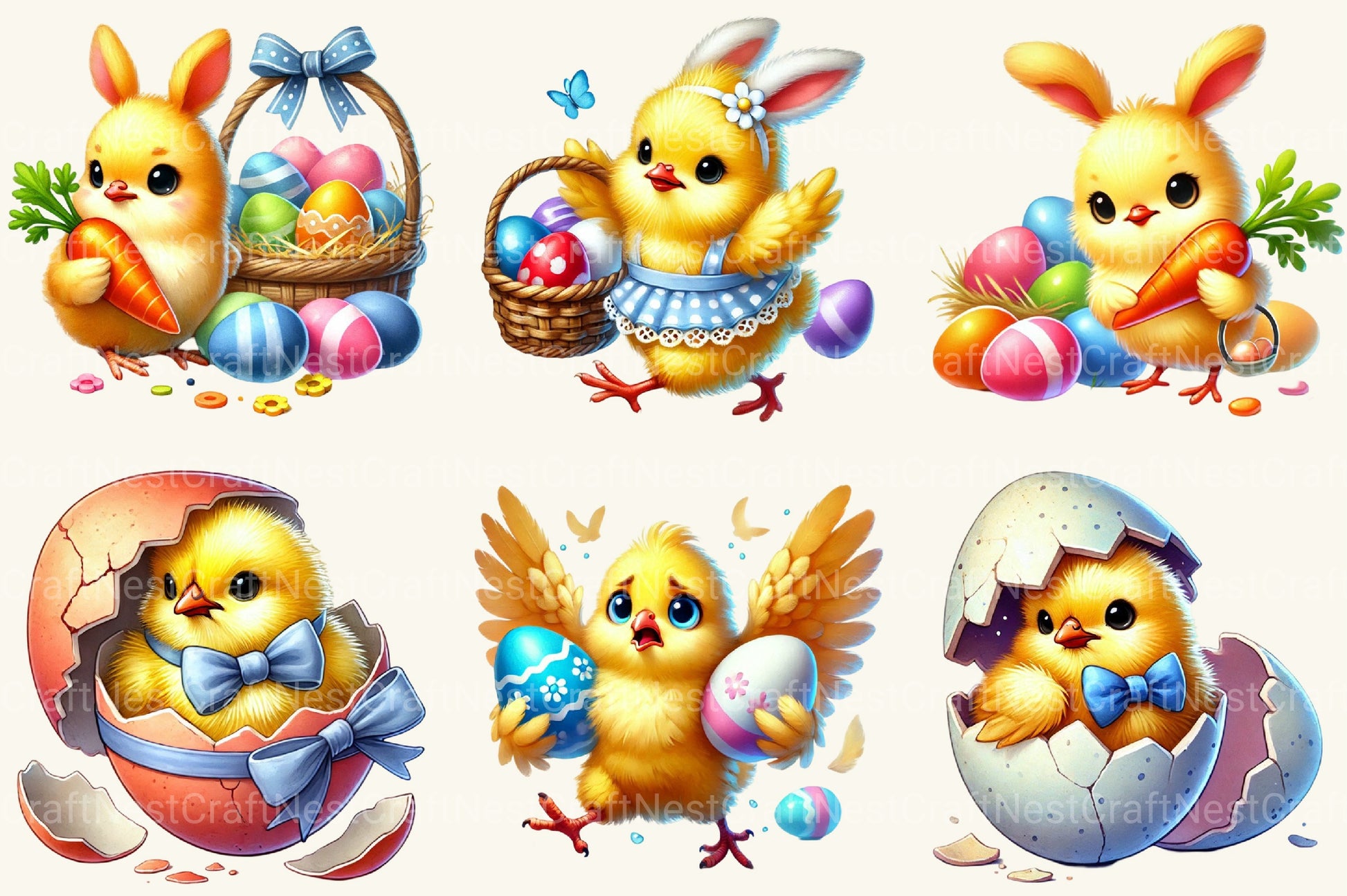 Easter Chicks Clipart Bundle - CraftNest - Digital Crafting and Art