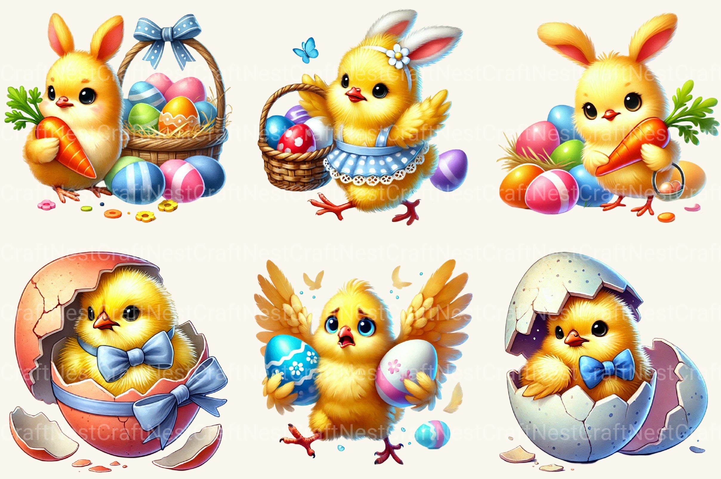 Easter Chicks Clipart Bundle - CraftNest - Digital Crafting and Art