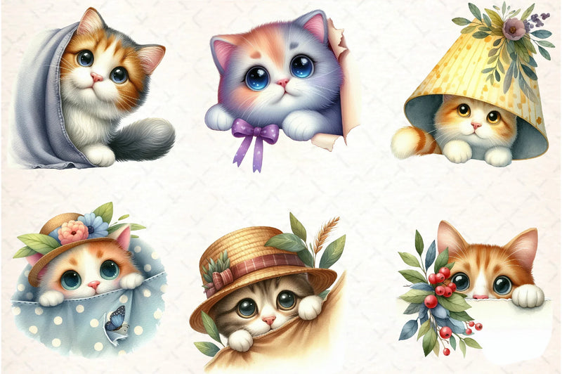 Peeking Cat Clipart Bundle - CraftNest - Digital Crafting and Art