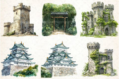 Japanese Castles Clipart Bundle - CraftNest - Digital Crafting and Art