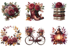 Burgundy Autumn Clipart - CraftNest - Digital Crafting and Art