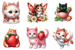 Strawberry Cat Clipart - CraftNest - Digital Crafting and Art