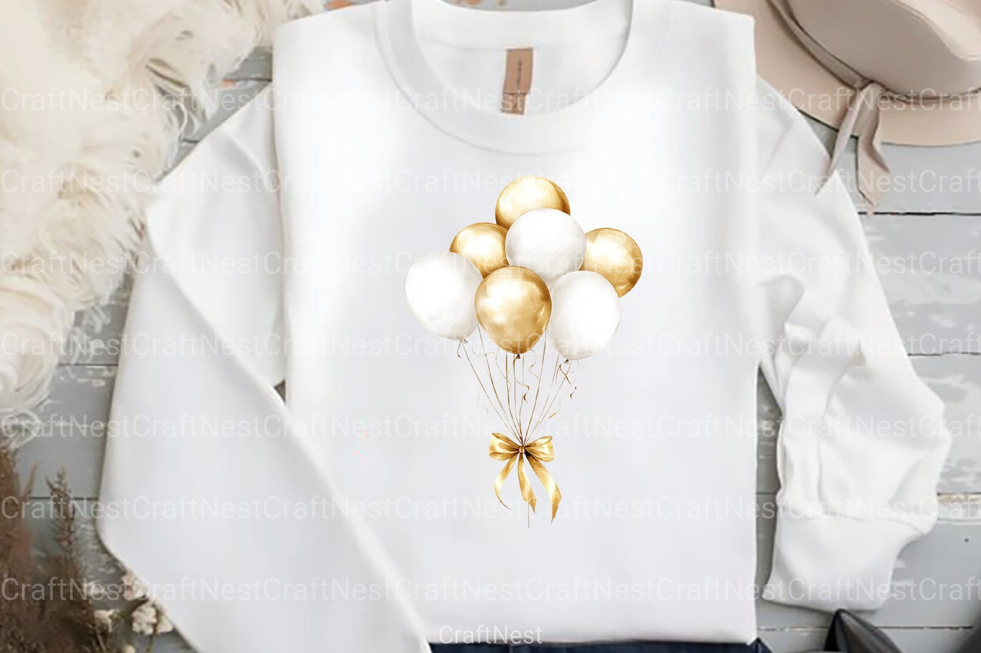 White and Gold Balloons Clipart Bundle - CraftNest - Digital Crafting and Art