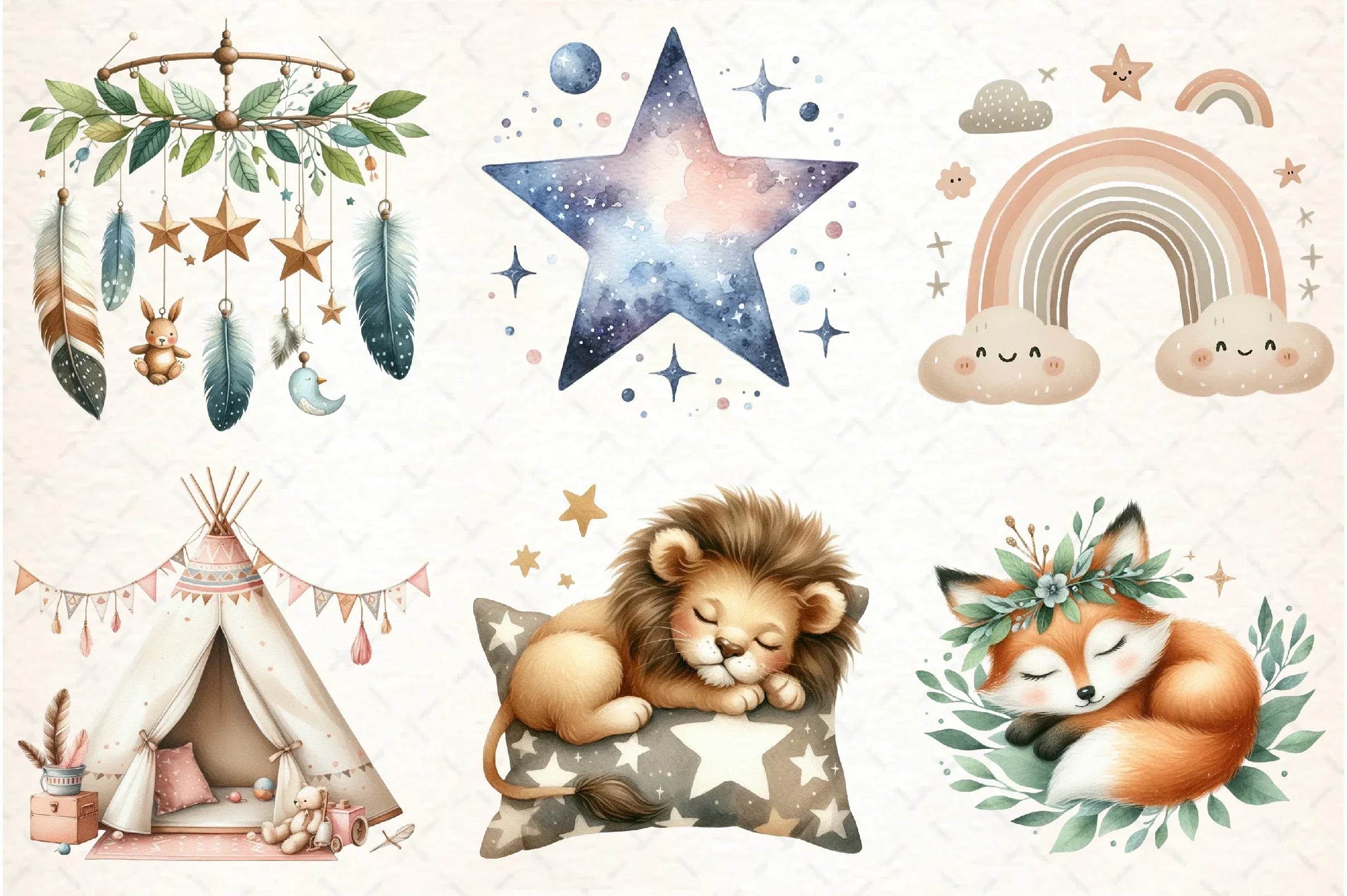 Boho Baby Doodle Clipart Bundle - CraftNest - Digital Crafting and Art