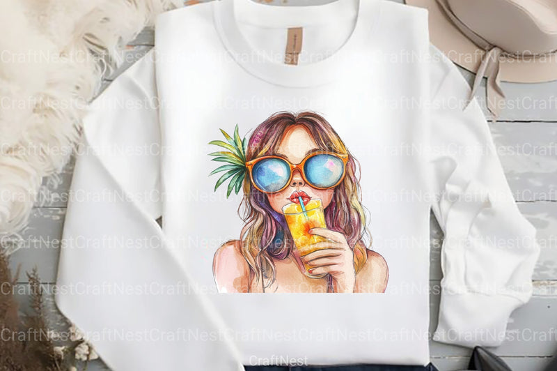 Summer Girl Clipart Bundle 56 - CraftNest - Digital Crafting and Art