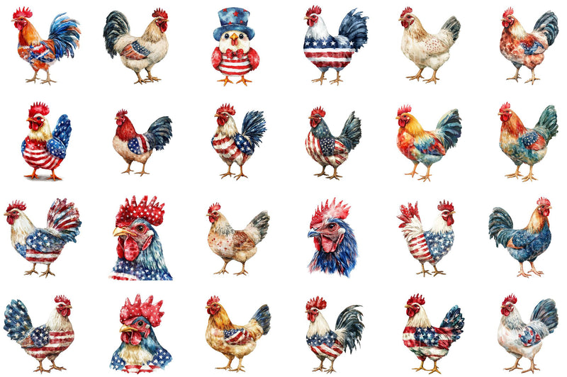 4th of July Chicken Sublimation Clipart - CraftNest - Digital Crafting and Art