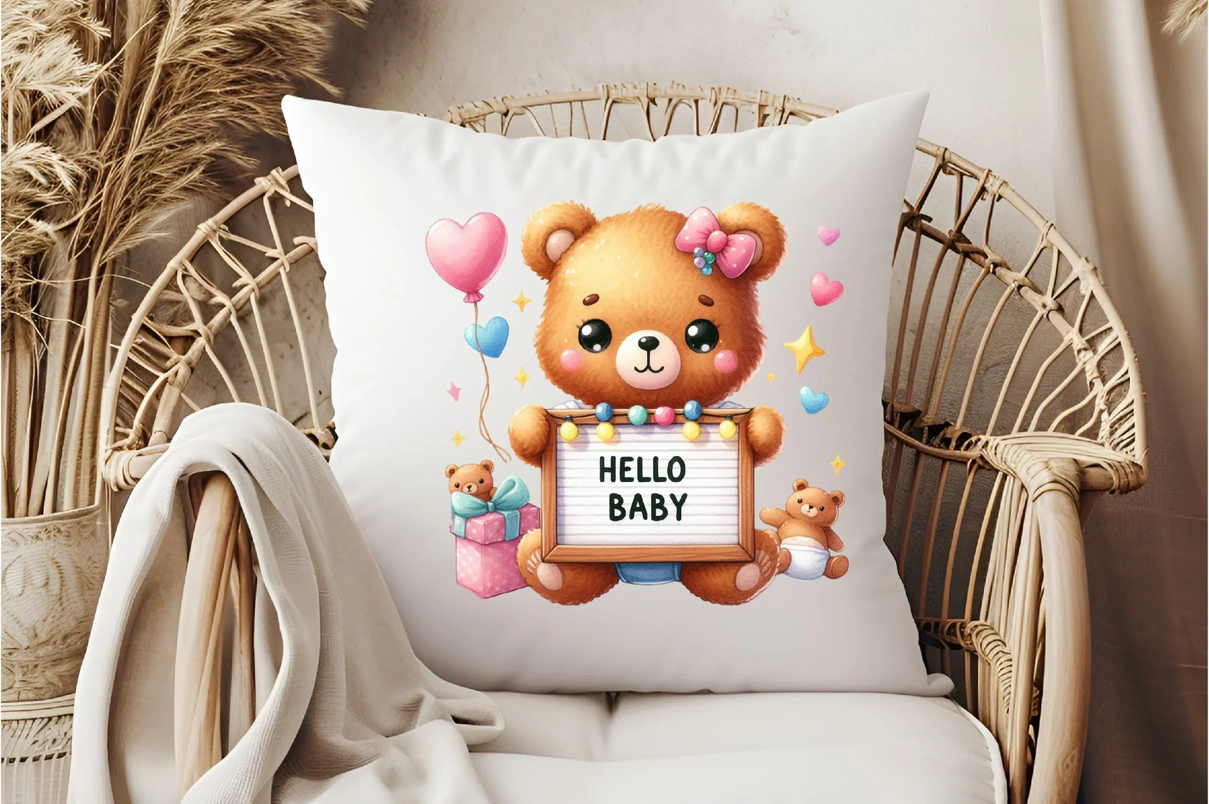 Kawaii Neutral Teddy Bear Hallo Baby Clipart Bundle - CraftNest - Digital Crafting and Art