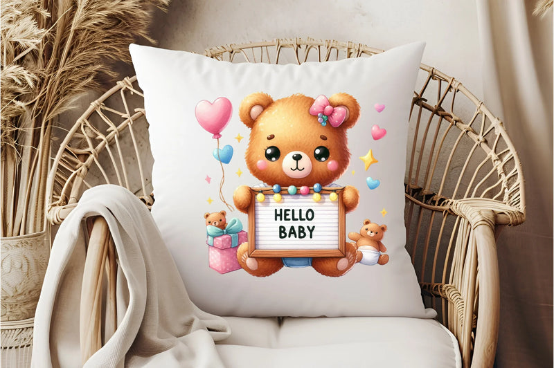 Kawaii Neutral Teddy Bear Hallo Baby Clipart Bundle - CraftNest - Digital Crafting and Art