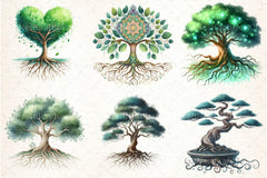 Green Tree with Roots Clipart Bundle - CraftNest - Digital Crafting and Art