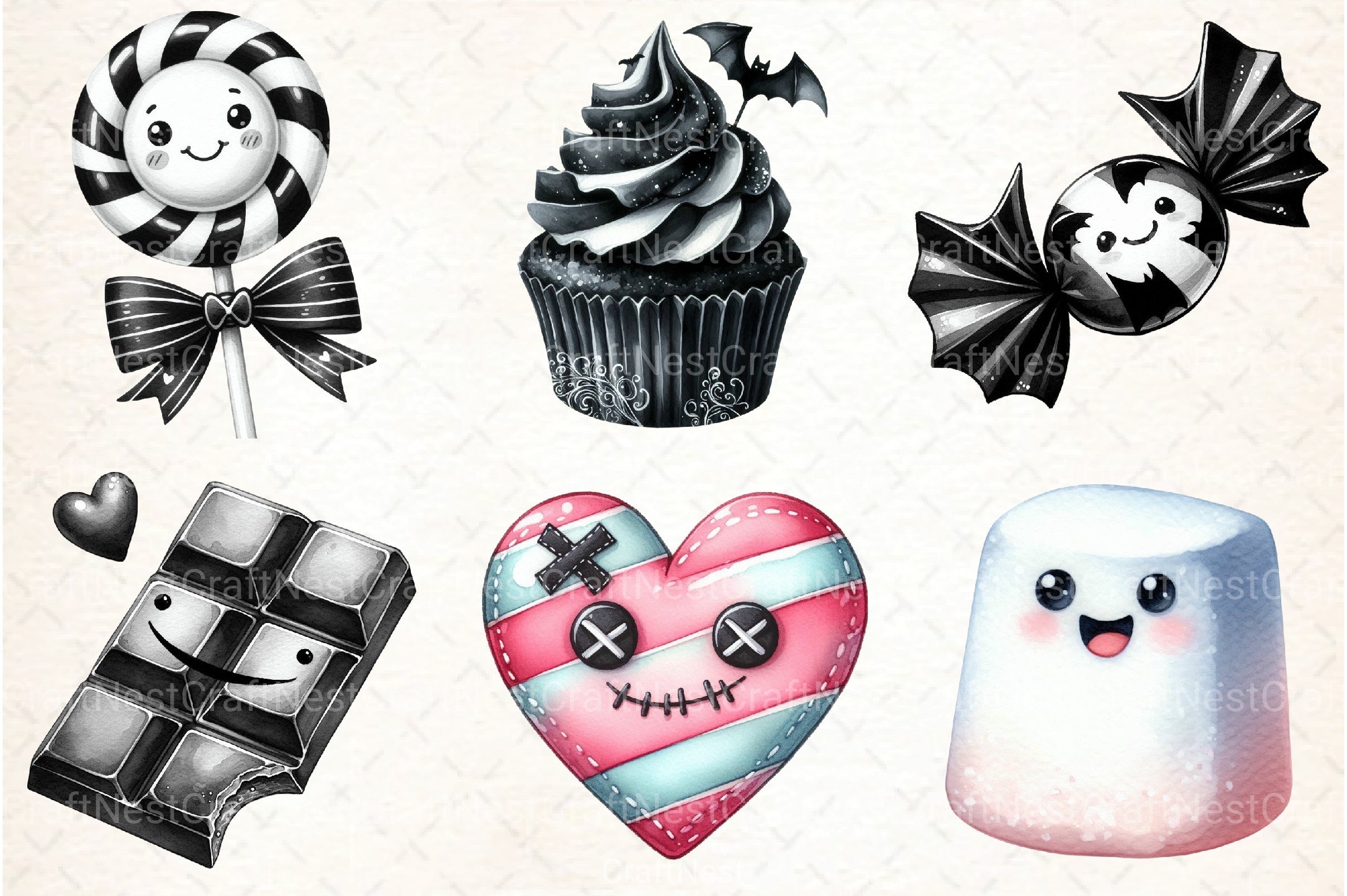 Candy Black and White Clipart Bundle - CraftNest - Digital Crafting and Art