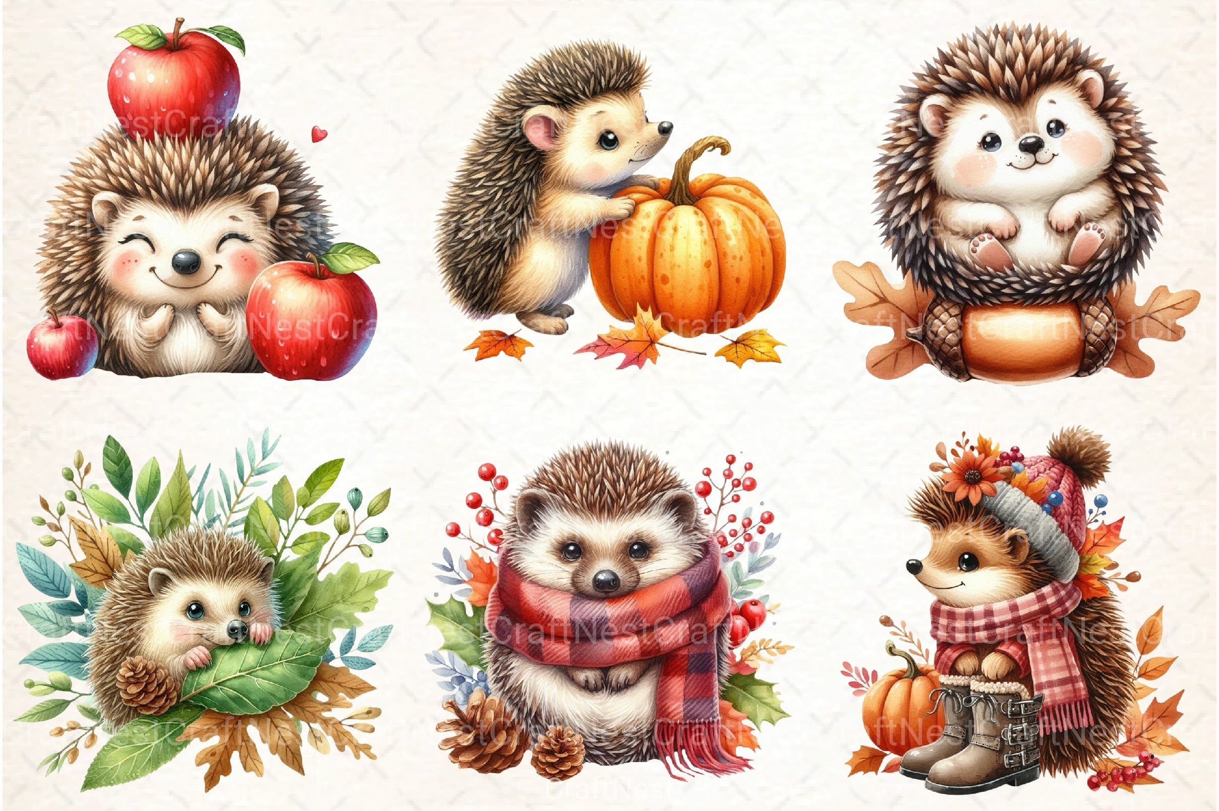 Autumn Hedgehog Clipart Bundle - CraftNest - Digital Crafting and Art