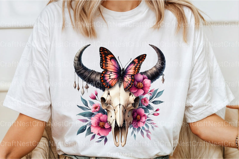 Bull Skull with Horns Clipart Bundle - CraftNest - Digital Crafting and Art