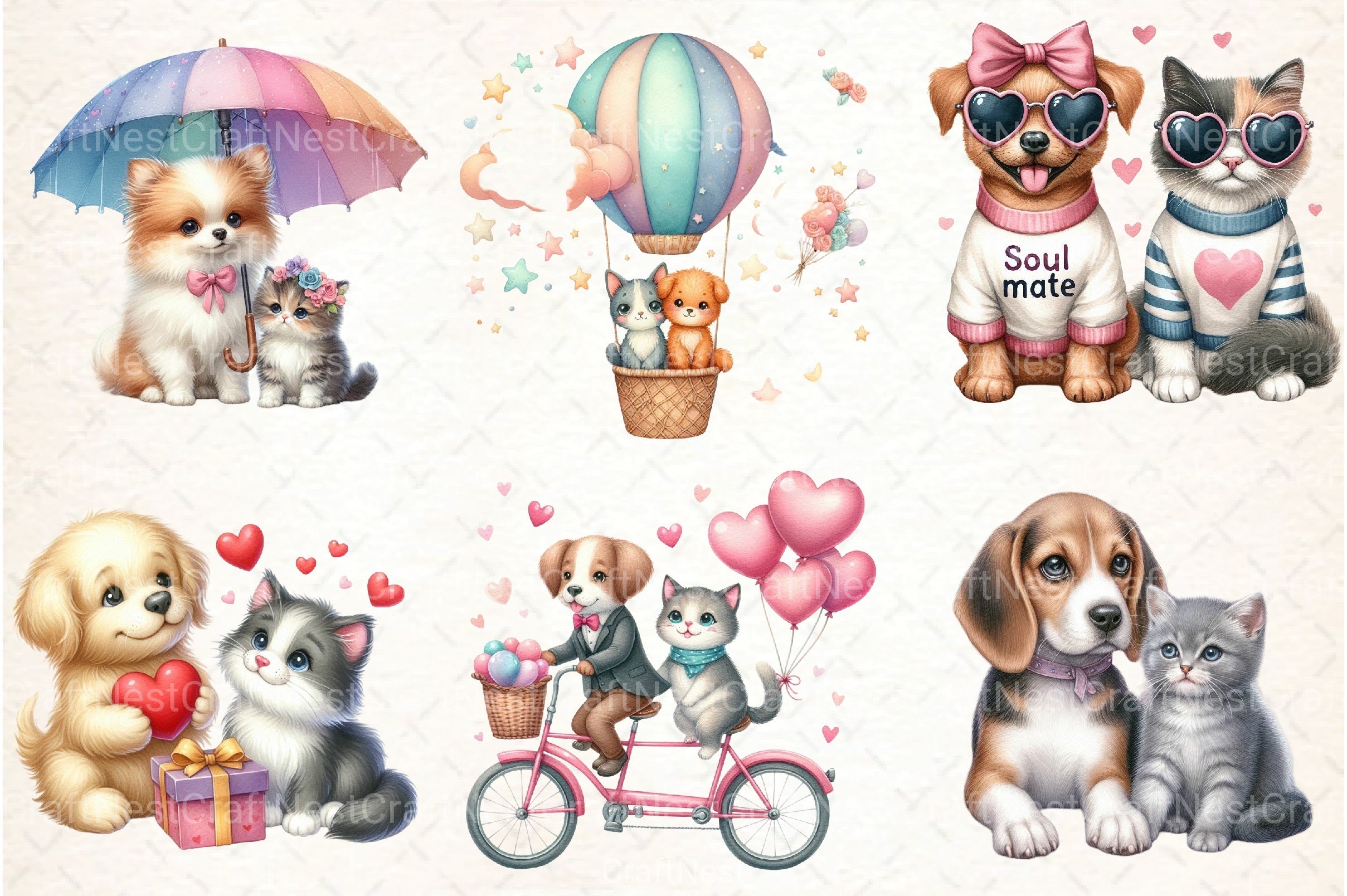Dog and Cat Clipart Bundle 99 - CraftNest - Digital Crafting and Art