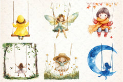 Cute Girl on Swing Clipart Bundle - CraftNest - Digital Crafting and Art