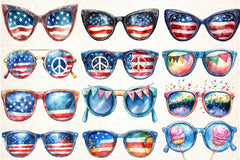 Patriotic 4th of July Sunglasses Clipart Bundle - CraftNest - Digital Crafting and Art